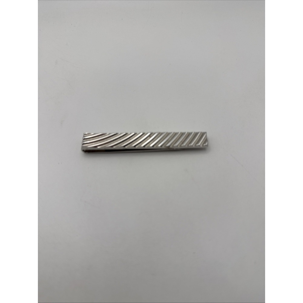 2-3/4" Random Wave Design Vintage LARGE HEAVY SWANK Tie Bar Clip simple plain